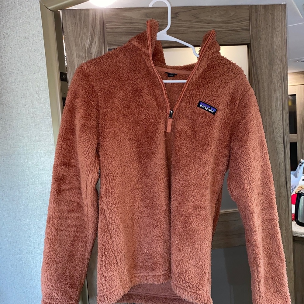 pink/red furry 1/4 zip Patagonia